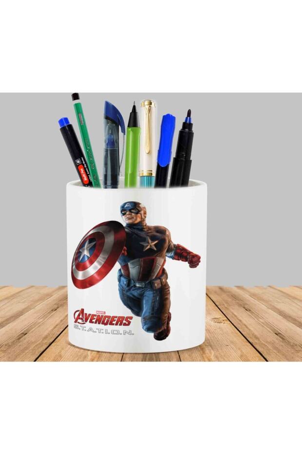 Captain America Model Cactus Succulent Flower Pot Pen Holder