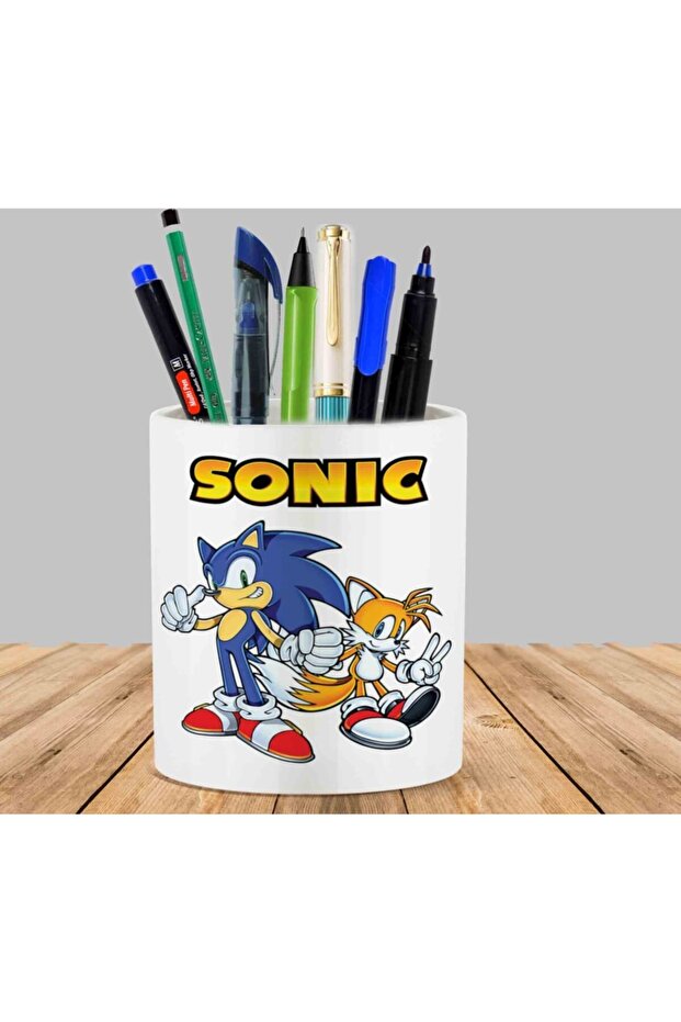 Sonic Character Text Cactus Succulent Flower Pot Pen Holder