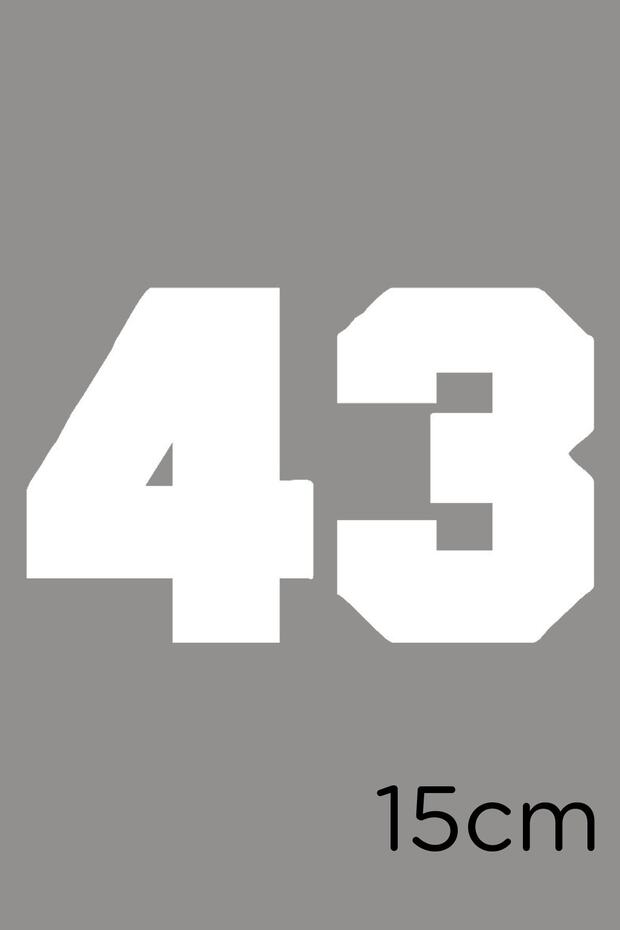 Number 43 Bold Number Label Sticker Paste 15cm - White