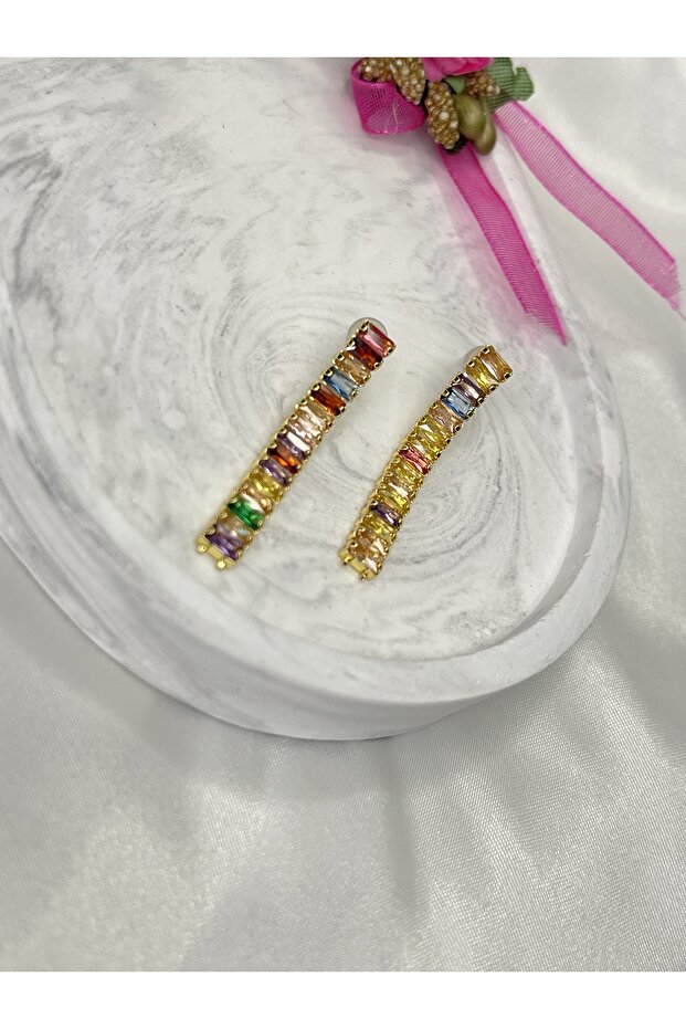 Colorful Stone Waterway Steel Earrings
