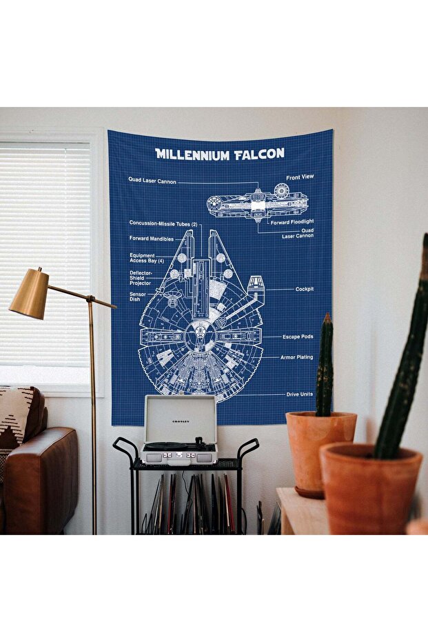 Millennium Falcon Blueprint Duvar Örtüsü - 100 Cm X 135 Cm - 4