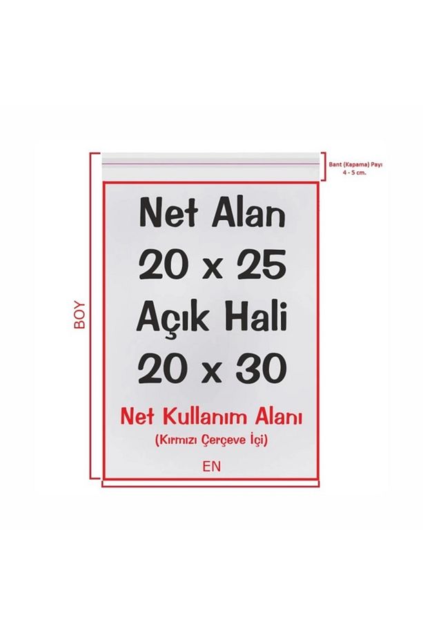 Şeffaf Bantlı (20x30 cm) Parlak Jelatin Poşet (100 adet) - Şeffaf Hediye Poşeti - 8