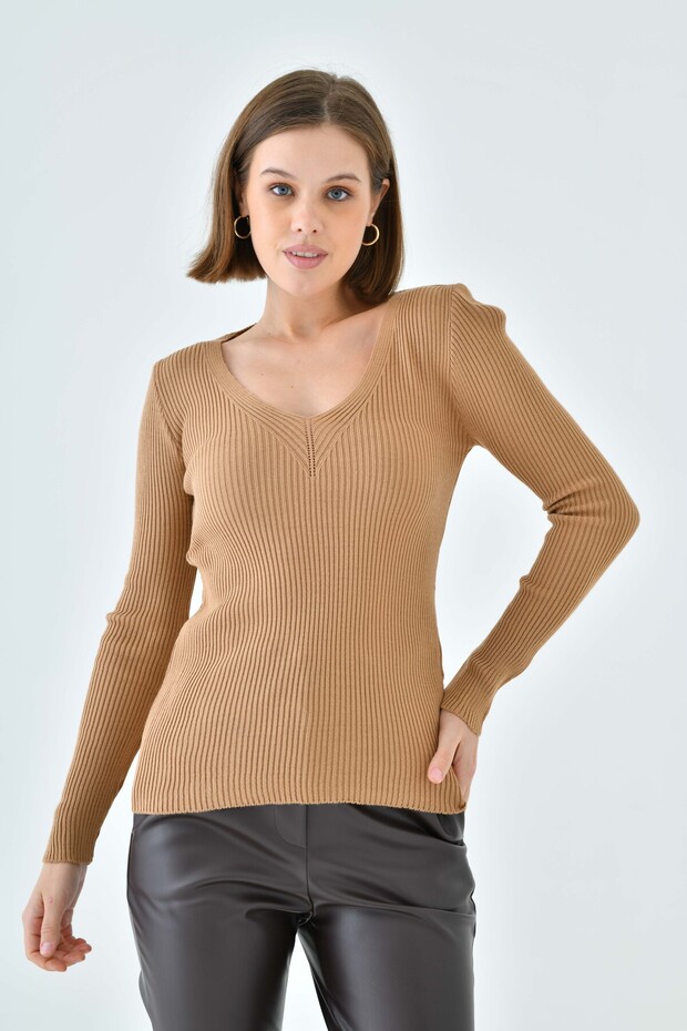 Decolteu în V cu mânecă lungă Bady - 4