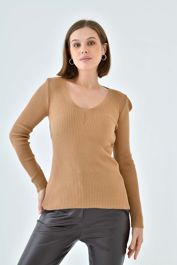 Decolteu în V cu mânecă lungă Bady - 2