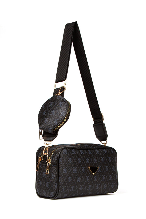 حقيبة كتف منقوشة بحزام متقاطع - 3