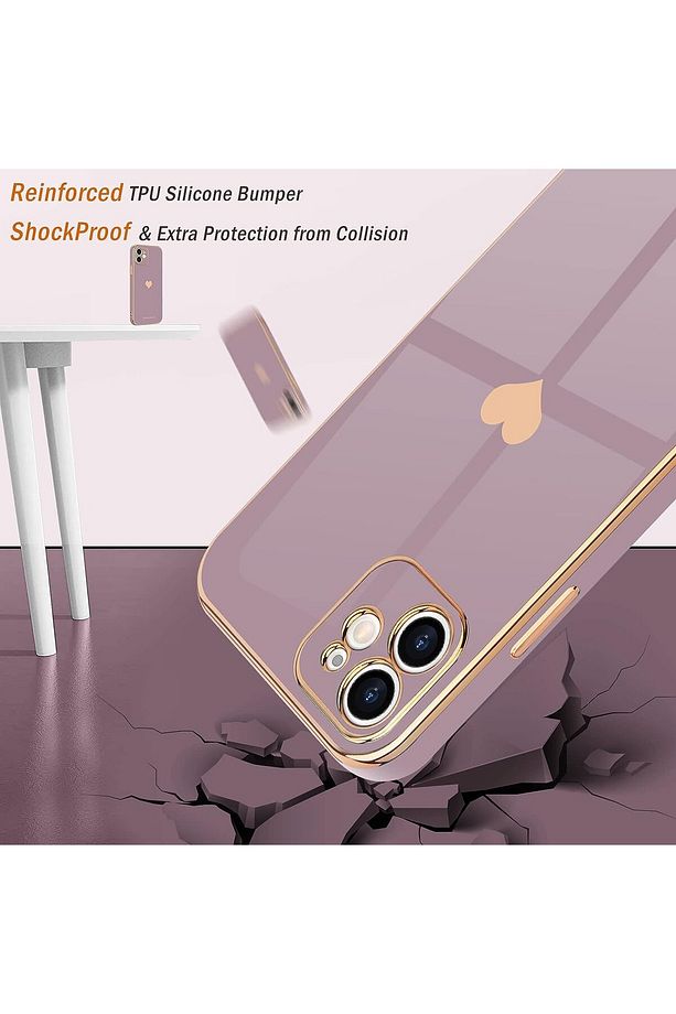 Iphone 11 İçin Kalp Logolu Lazer Luxury Bling Plating Soft Back Kılıf - 4