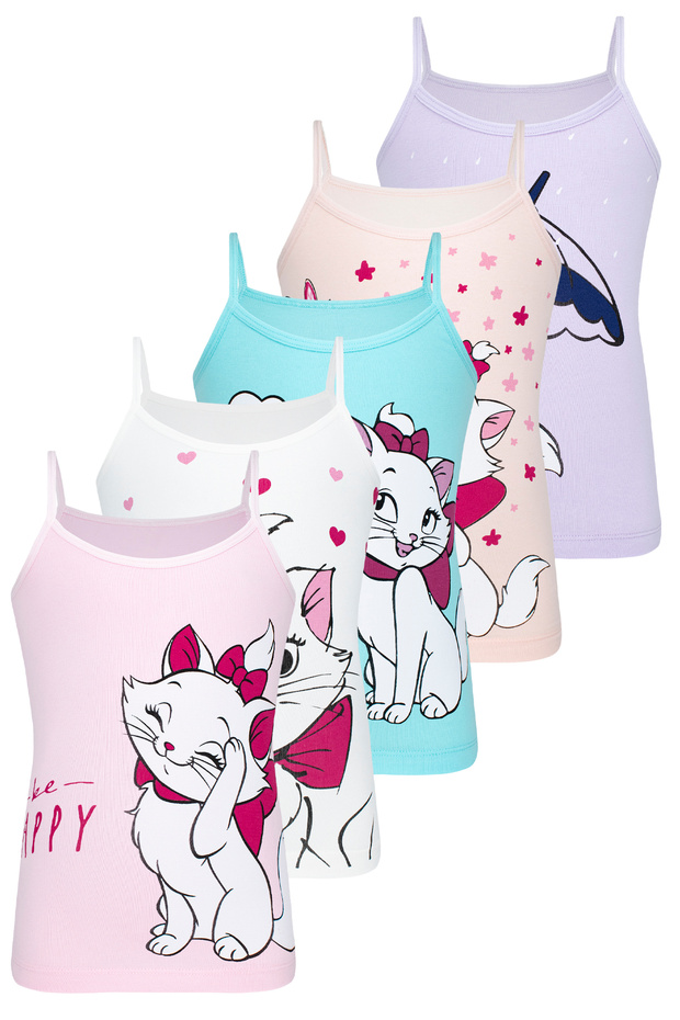 Girls Cute Animals Rope Suspended Children's Undershirt 5 Pack BYO3631