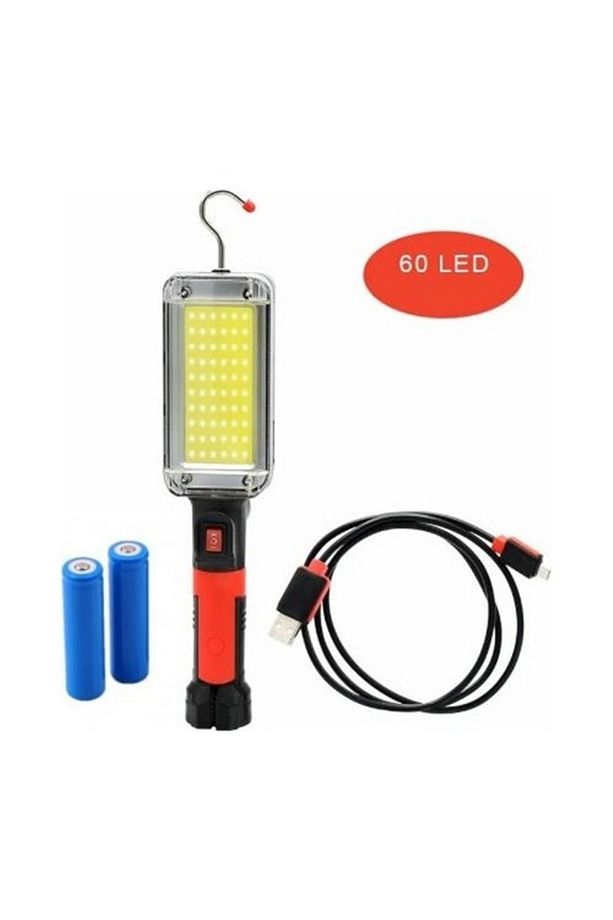 ZJ-8859 Şarjlı LED Fener Mıknatıslı Çalışma Lambası Sabitleme ve Hareketli Kanca Siyah - 1