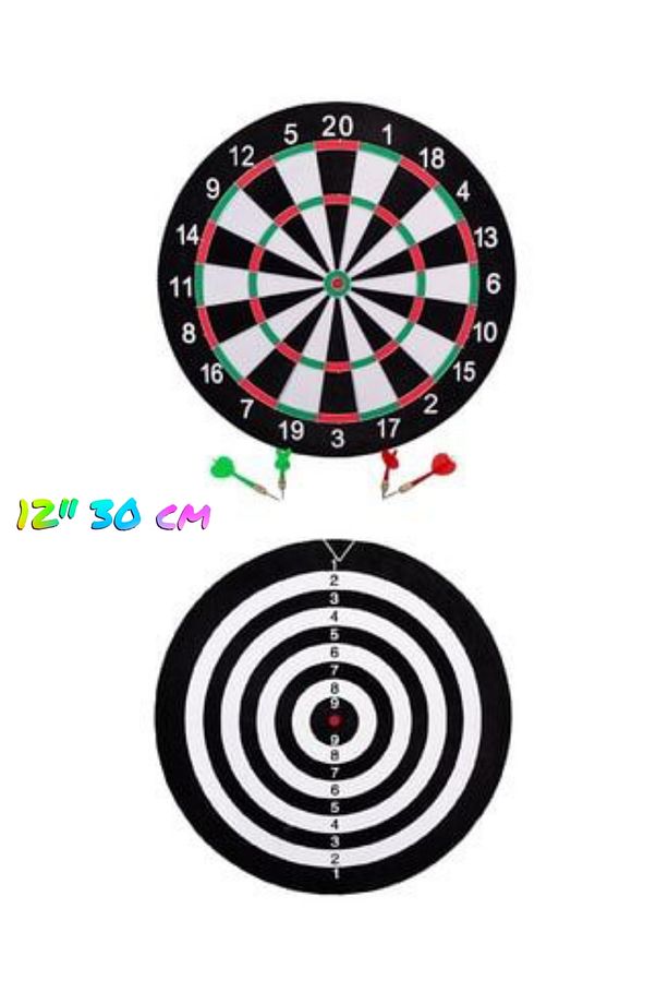 Dart Tahtası 12" 30 cm 4 adet İğneli Ok Çift Taraflı Kullanım Dart Seti - 1