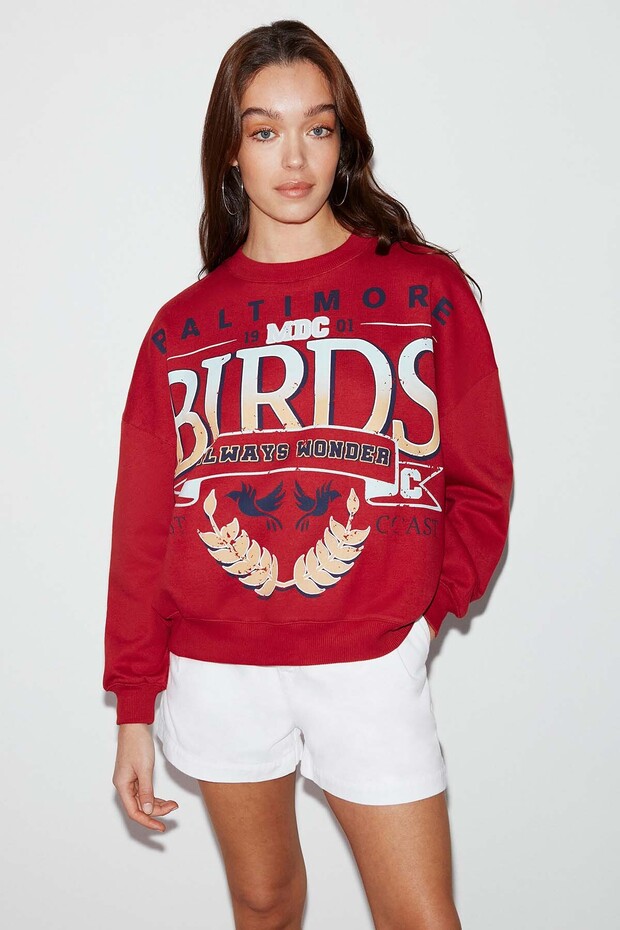 Sanne Red Oversize Sweatshirt
