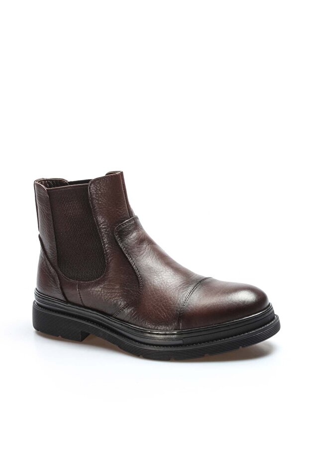 Tugerdi Genuine Leather Tan Thermo Sole Shearling Chelsea Men's Boots TG09943191311337