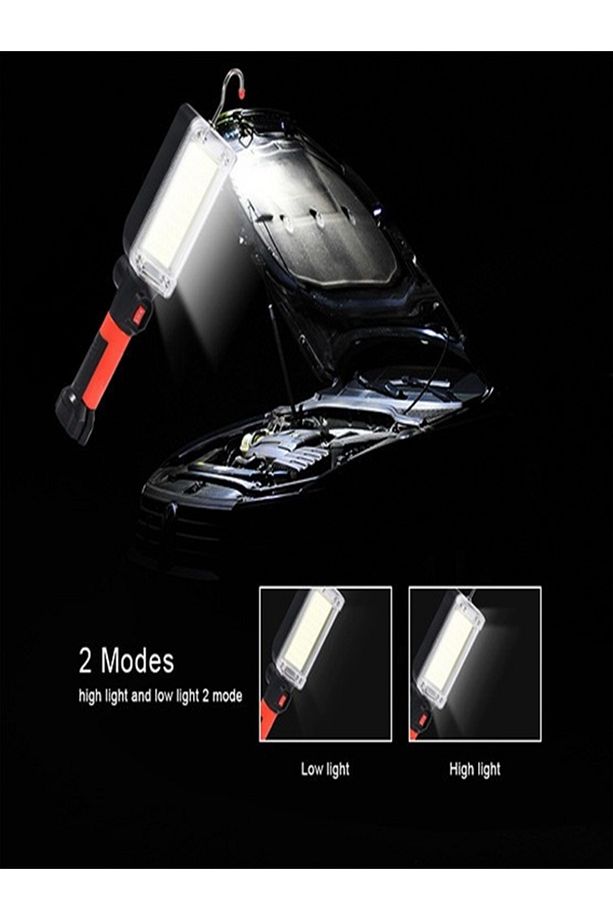 60 LED 2 MOD USB Şarjlı Kancalı Mıknatıslı Ağır Hizmet Çalışma Işığı Kamp Feneri Çalışma Lambası - 4