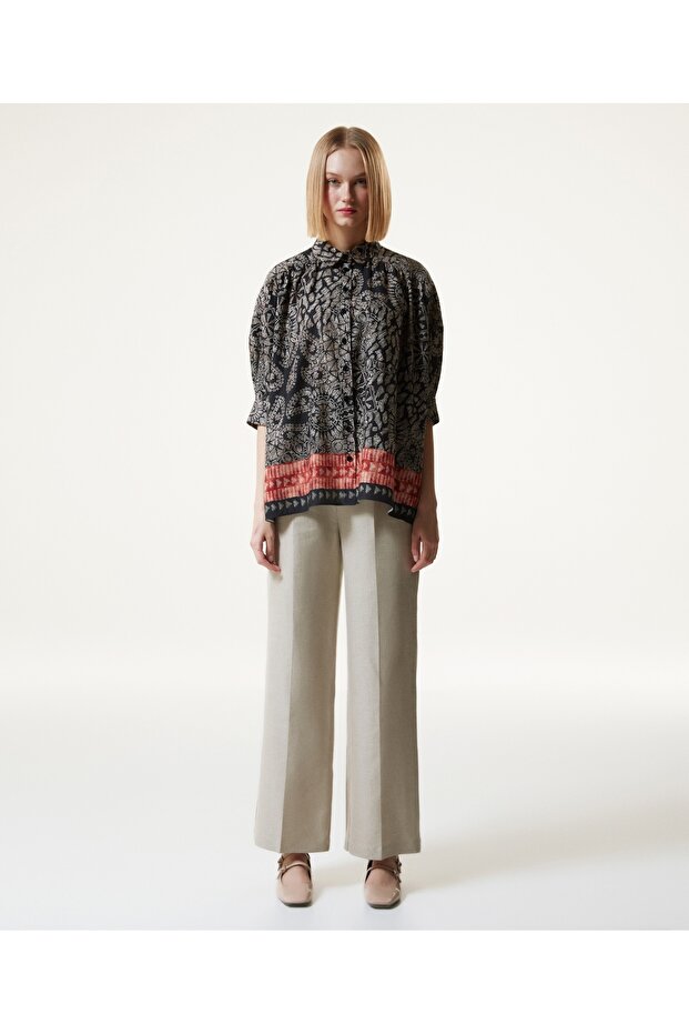 Oversize-Hemd mit Schalmuster - 1