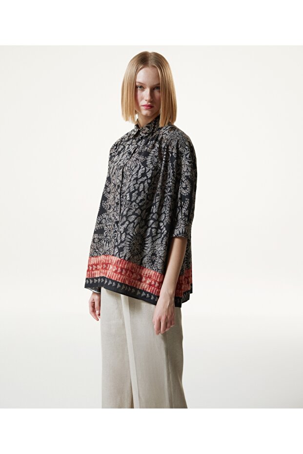 Oversize-Hemd mit Schalmuster - 2