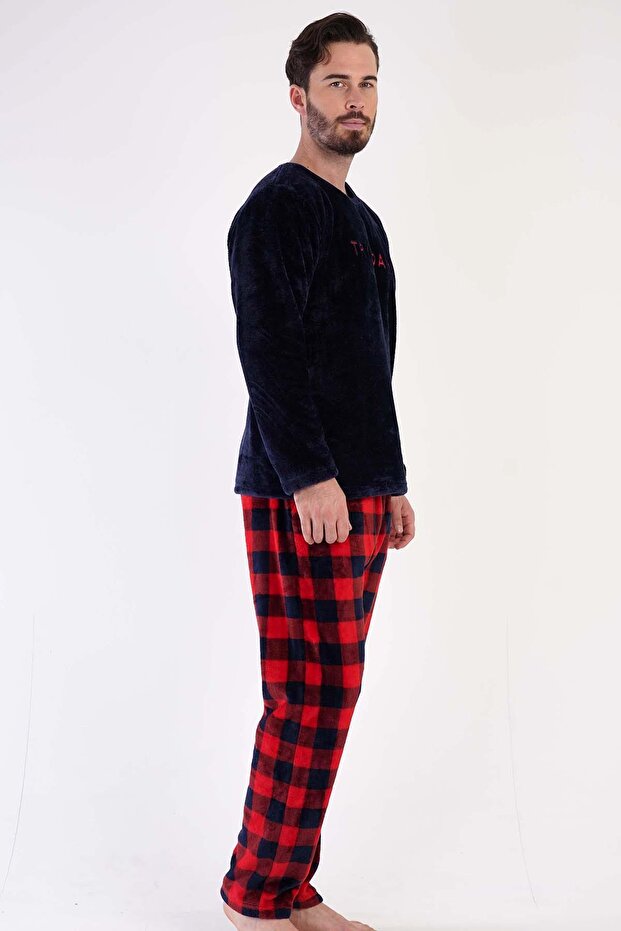 Erkek Uzun Kol Welsoft Lacivert Pijama Takım C3T0N4O084 - 3