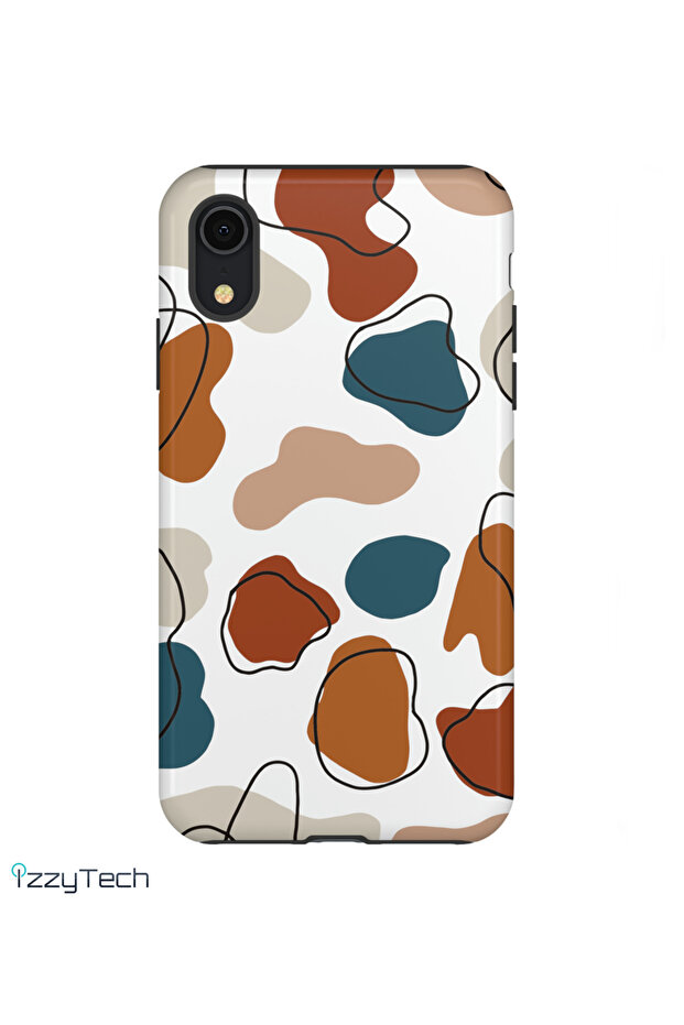 حافظة آيفون Xr، غطاء واقٍ من السيليكون السائل الناعم بنمط فني مع بطانة من الألياف الدقيقة - 1