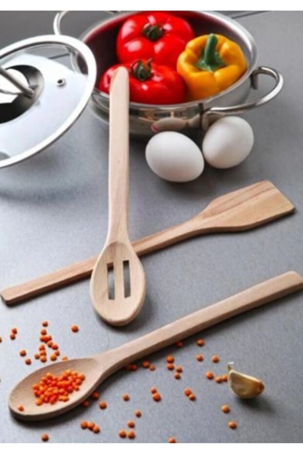 3'lü Ahşap Kaşık Servis Seti