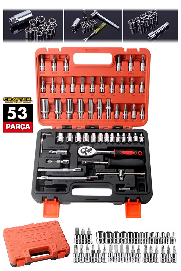 Tools Alman Cr-v Max 1/4 Cırcırlı 53 Parça Lokma Anahtar Takımı Bits Uç Seti Tam Set - 1