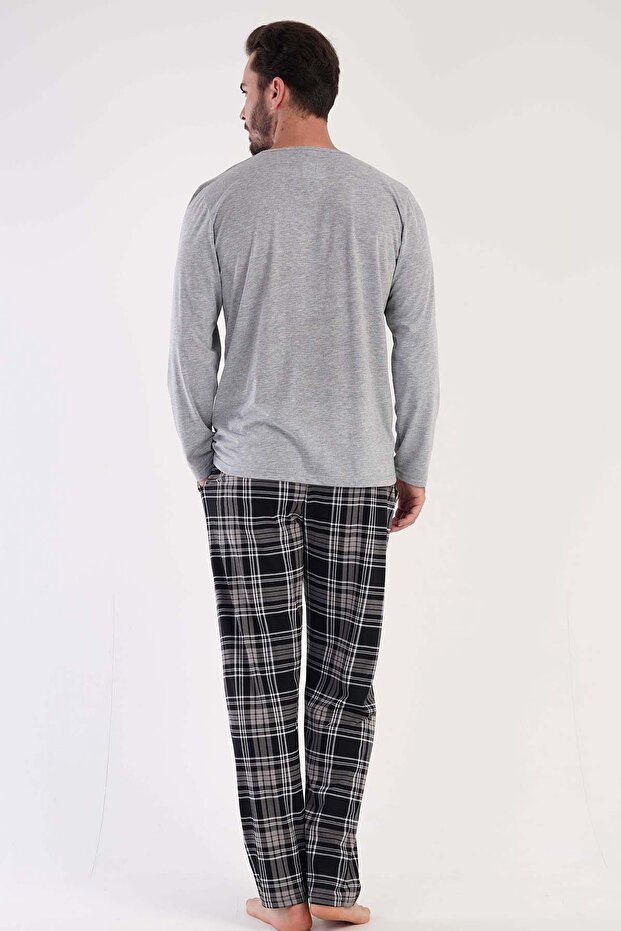 Erkek Uzun Kol Gri Pijama Takım C3T0N5O086 - 5
