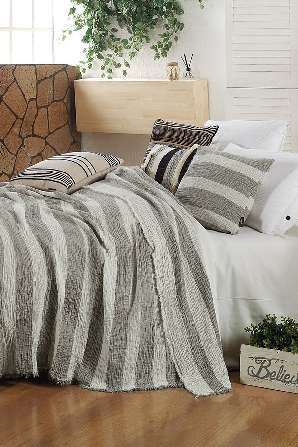 Loca Ekru Tek Kişilik %100 Pamuk Mood Comfort Yatak Örtüsü Seti - 3