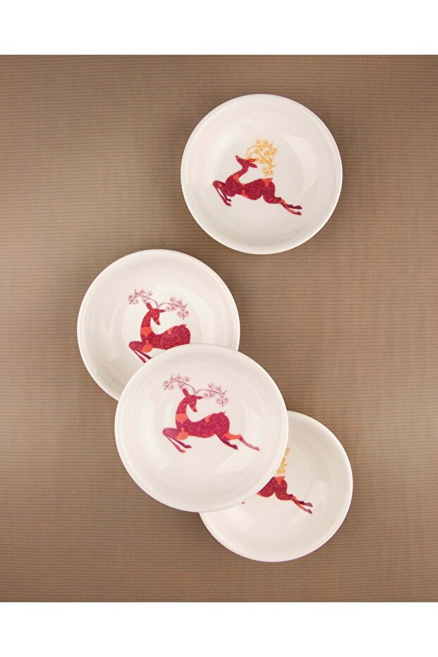 Deer 4 piece porcelain snack bowl