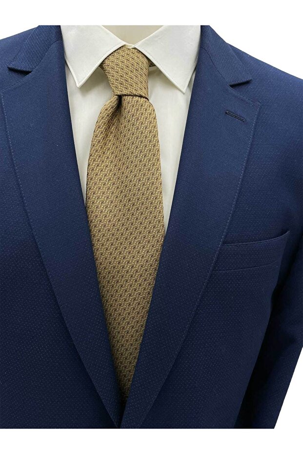 Gold Brown Patterned Tie - 1