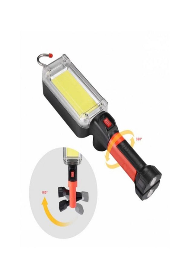60 LED 2 MOD USB Şarjlı Kancalı Mıknatıslı Ağır Hizmet Çalışma Işığı Kamp Feneri Çalışma Lambası - 3
