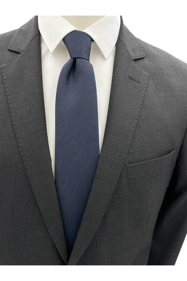 ربطة عنق بنمط رمادي أزرق داكن - 1