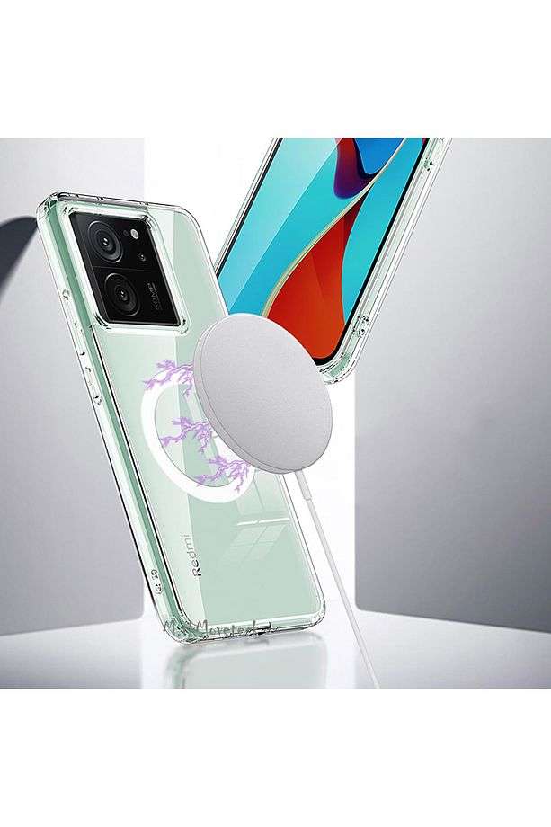 Xiaomi Mi 13T & Mi 13T Pro Kılıf Magsafe Wireless Kablosuz Şarj Destekli Sert Şeffaf Darbe Emici Kap - 2