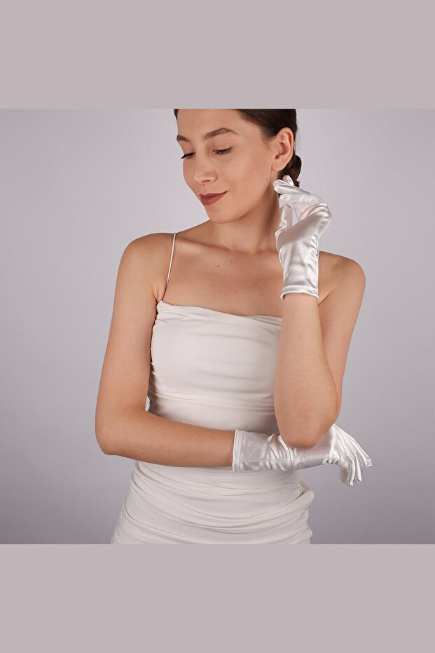 Satin Lycra Bridal Gloves 28 cm Dance & Opera Gloves