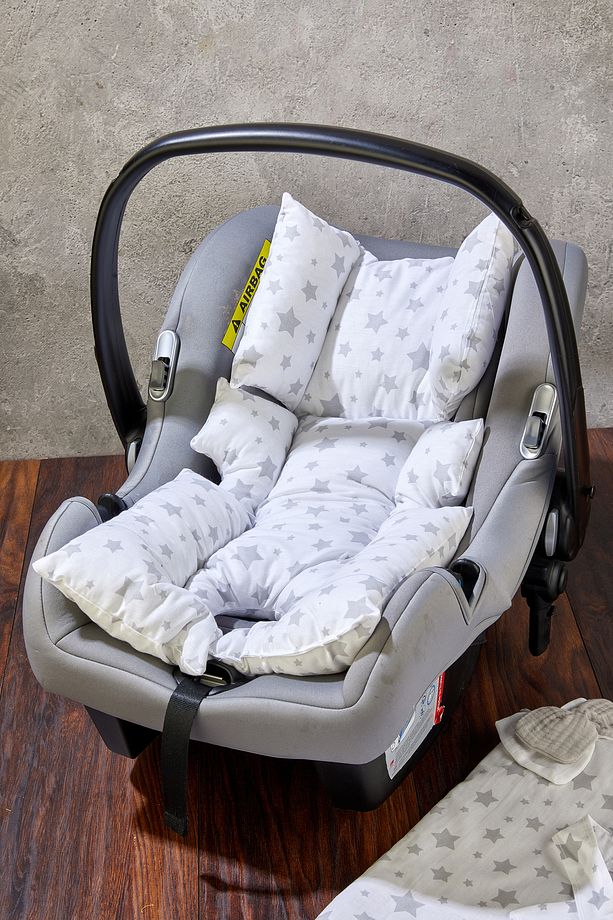 El Yapımı Ortopedik Bel Destekli Bebek Puset Minderi, Örtü Ve 2'li Set - 5