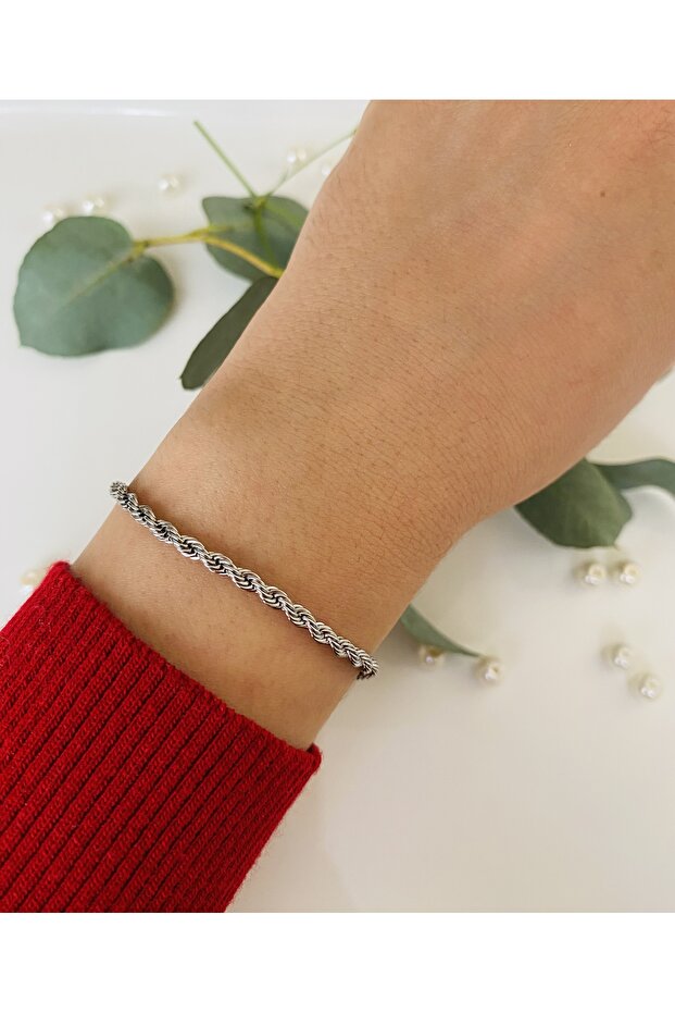 Stainless Steel Women's & Men's Silver Chain Bracelet & Anklet