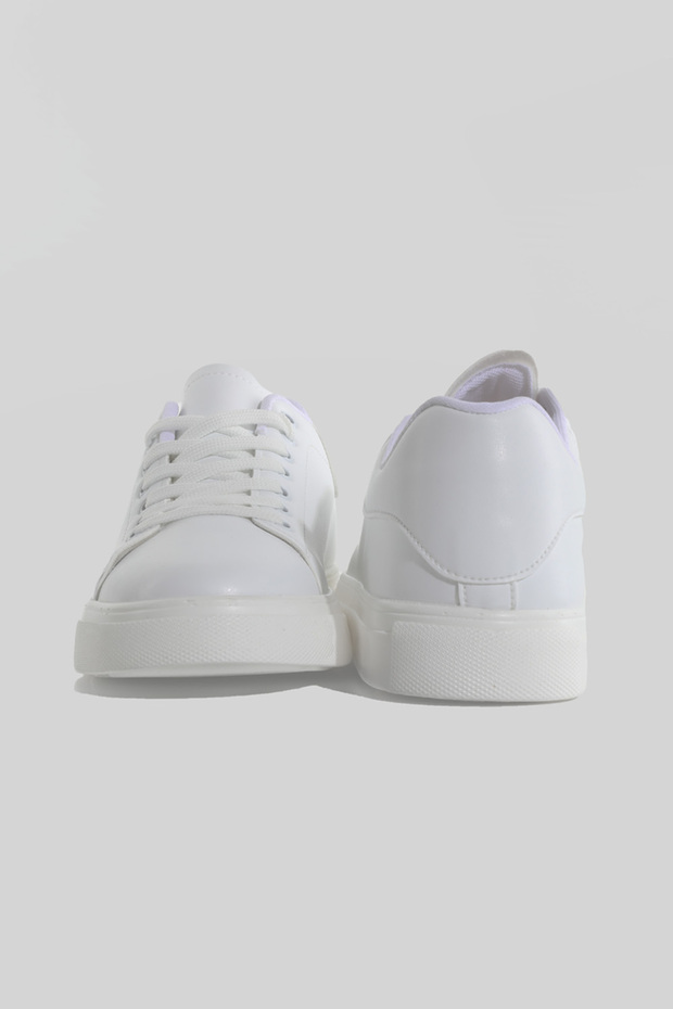 BASIC LACE-UP WHITE SNEAKERS - 5