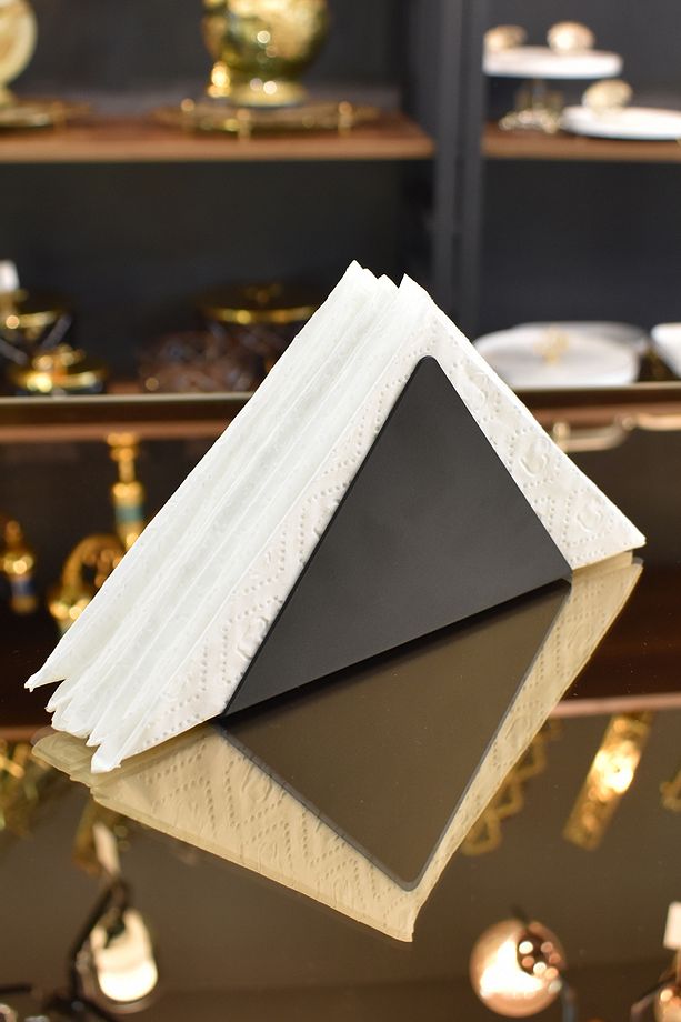 Üçgen Model Siyah Metal Peçetlik - 3