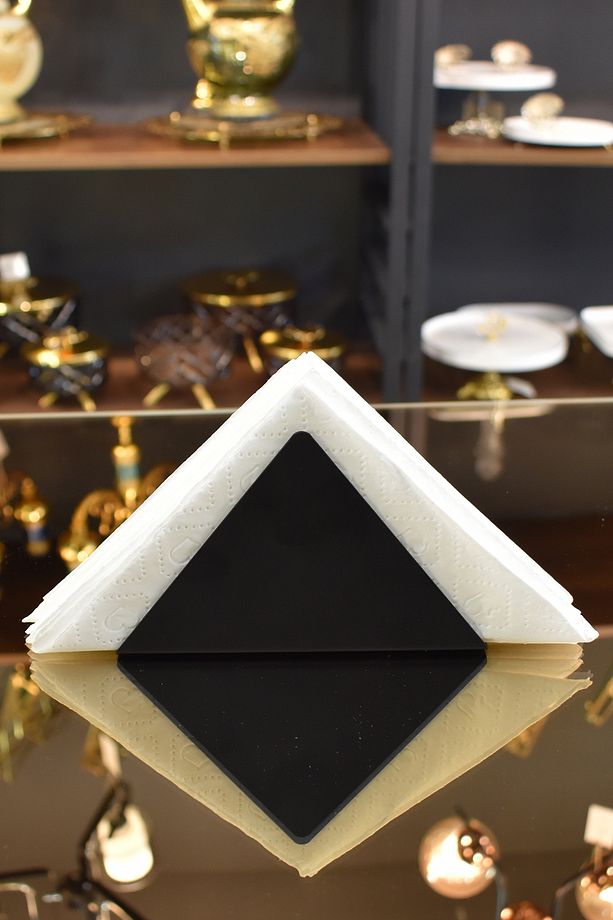 Üçgen Model Siyah Metal Peçetlik - 4