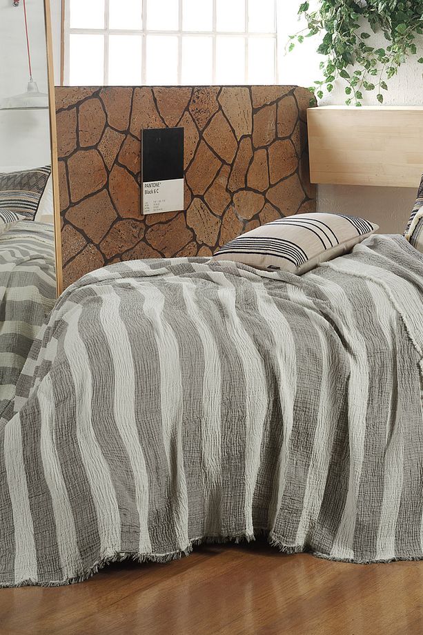 Loca Ekru Tek Kişilik %100 Pamuk Mood Comfort Yatak Örtüsü Seti - 4