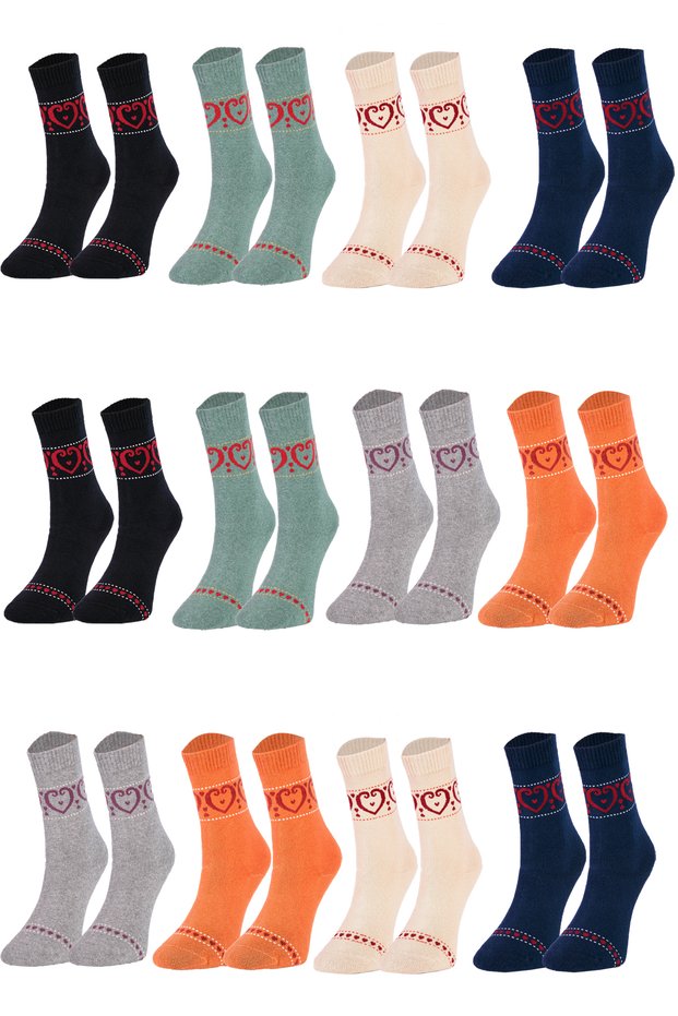 Women's 12-Piece High Quality Assortment Cotton Towel Socks