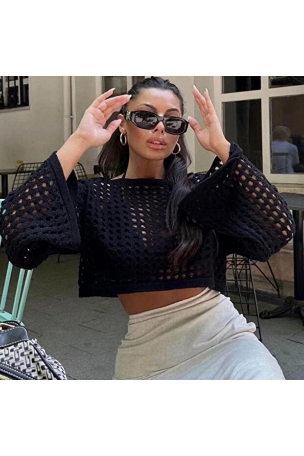 COPY - women's knitwear half-bustier badi collar oversize knitted sweater with bogaz