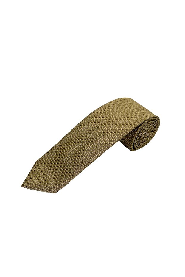 Gold Brown Patterned Tie - 2
