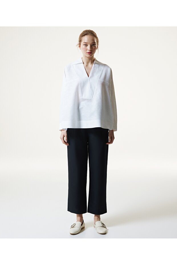 Jakarlı Oversize Bluz - 3