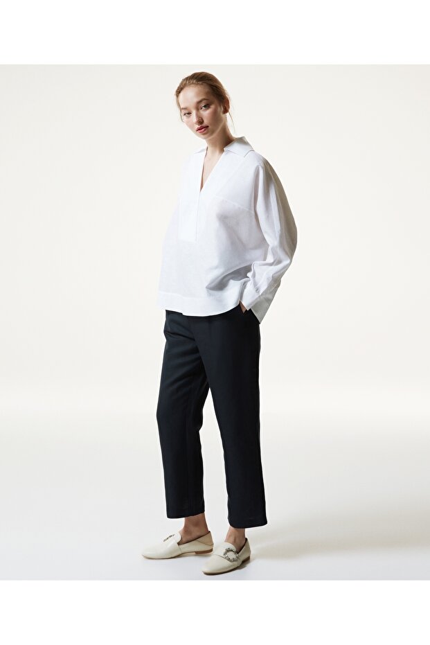 Jakarlı Oversize Bluz - 2