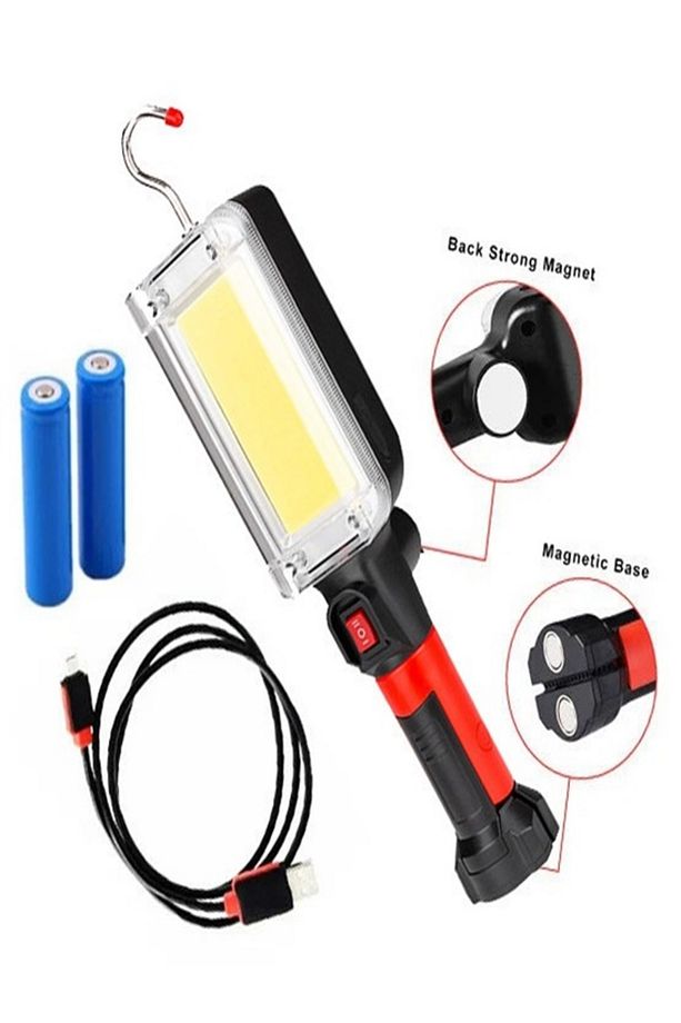 60 LED 2 MOD USB Şarjlı Kancalı Mıknatıslı Ağır Hizmet Çalışma Işığı Kamp Feneri Çalışma Lambası - 1