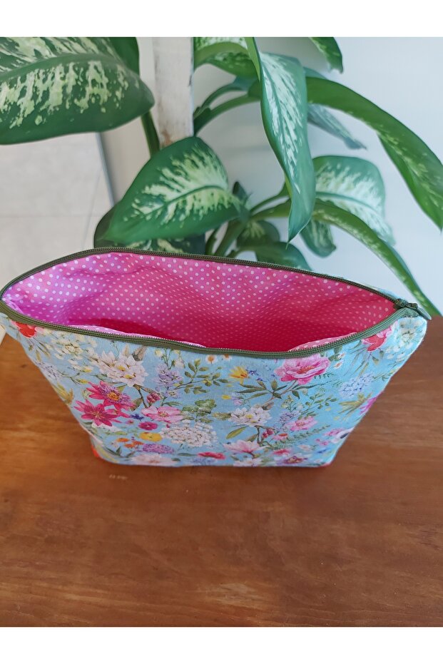 Çiçekli makyaj çantası - 3