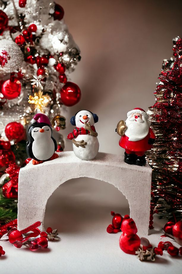 Yılbaşı 3'lü Biblo Seti Noel Baba Kardan Adam Penguen - 4