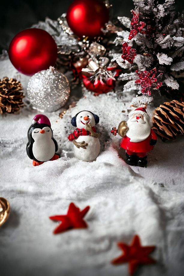 Yılbaşı 3'lü Biblo Seti Noel Baba Kardan Adam Penguen - 3