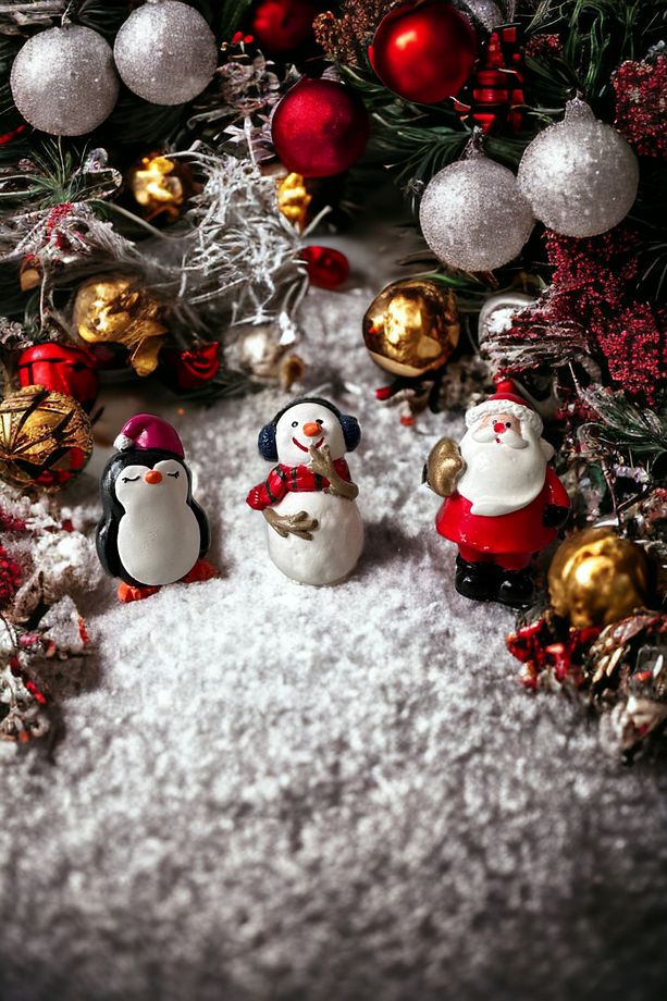Yılbaşı 3'lü Biblo Seti Noel Baba Kardan Adam Penguen - 5