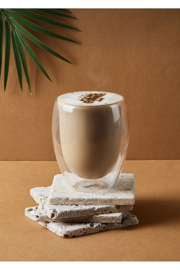 1 Adet Espresso Bardak Yenitasarım Çift Cidarlı Bardak 350 ml Ofis Ev Fincan - 4