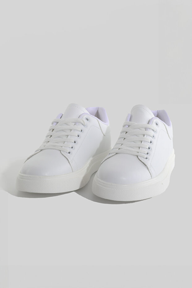 BASIC LACE-UP WHITE SNEAKERS - 1