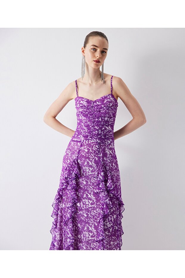 Ruffle Striped Patterned Dress - 4