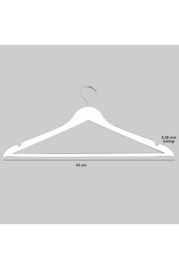 12 Pieces Wooden Look White Plastic with Bar, Dress, Blouse, Trouser Hanger 43 Cm 1st Class Quality, Luxury